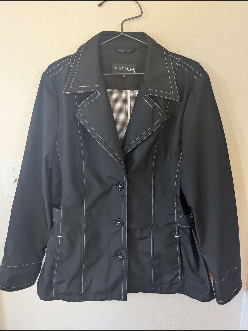 Black Women's Tailored Jacket with Contrast Stitching